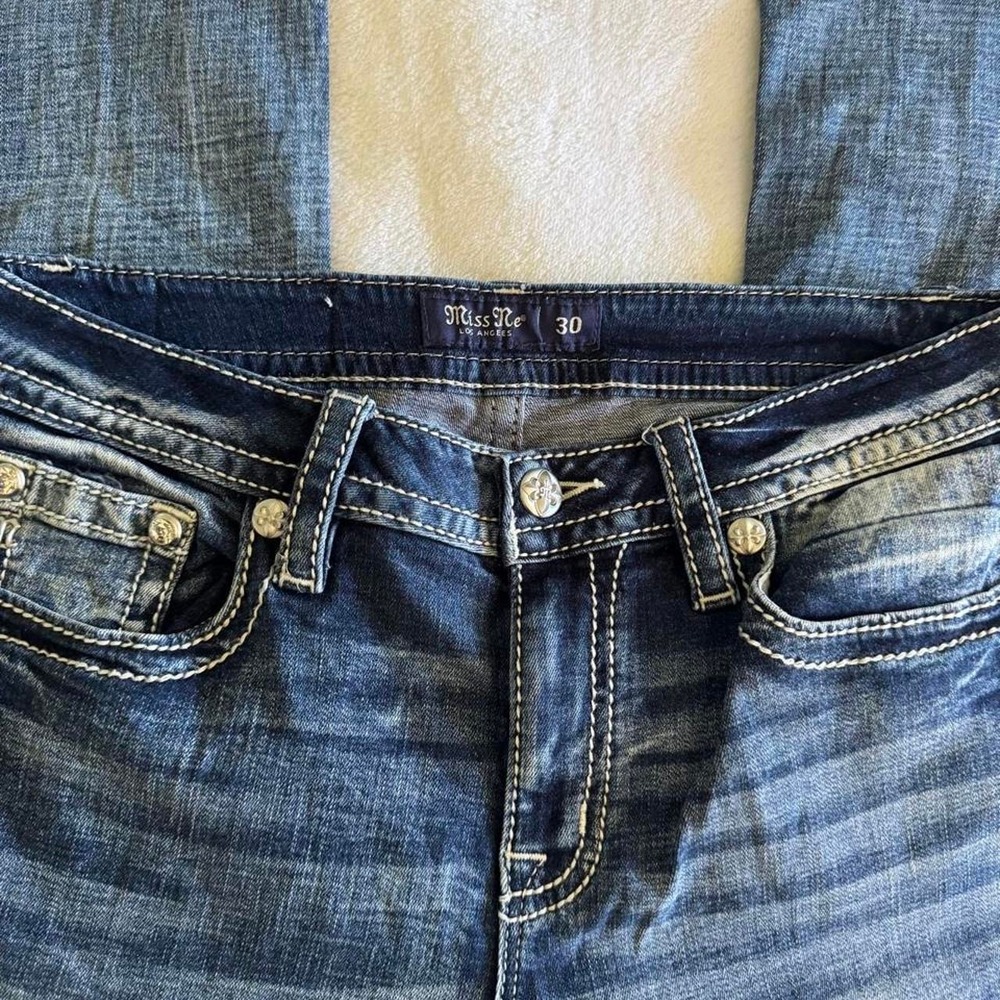 Y2K vintage Miss Me rhinestone low rise denim bootcut jeans grunge country boho - Picture 4 of 6